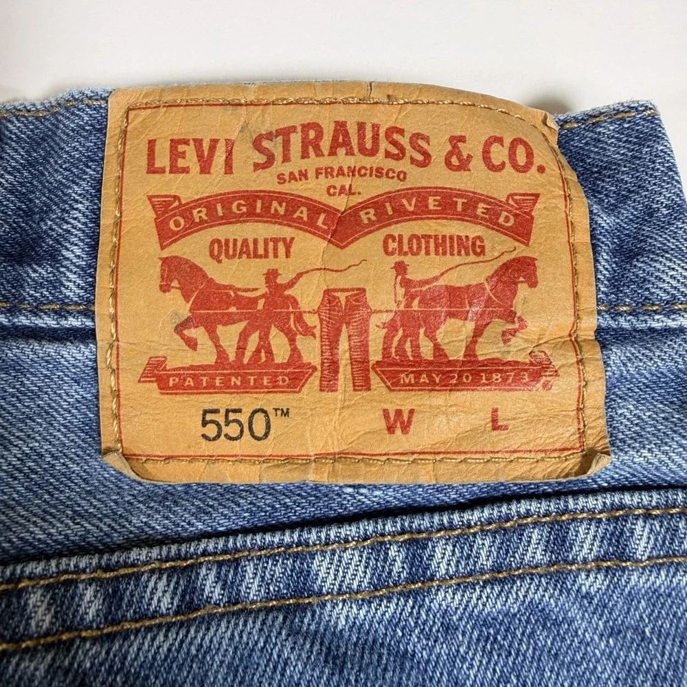 Levi's 550 Jeans Men's 44x32 Blue Denim Low Waist Boho Streetwear Straight Leg